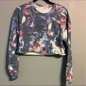 Obey floral crop top crewneck sweatshirt pullover